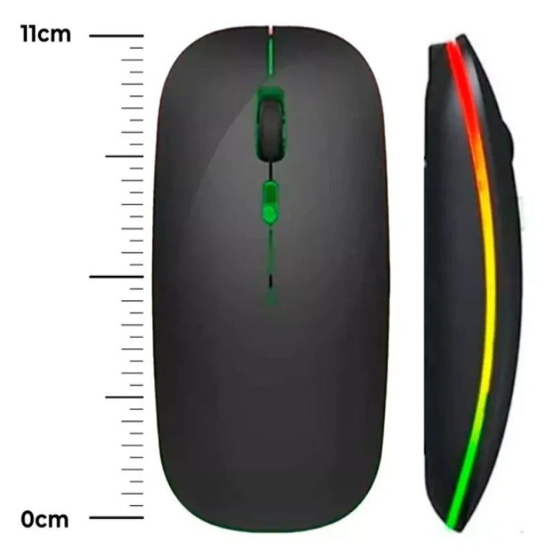 Mouse Sem Fio Recarregável Click Silencioso Led Rgb