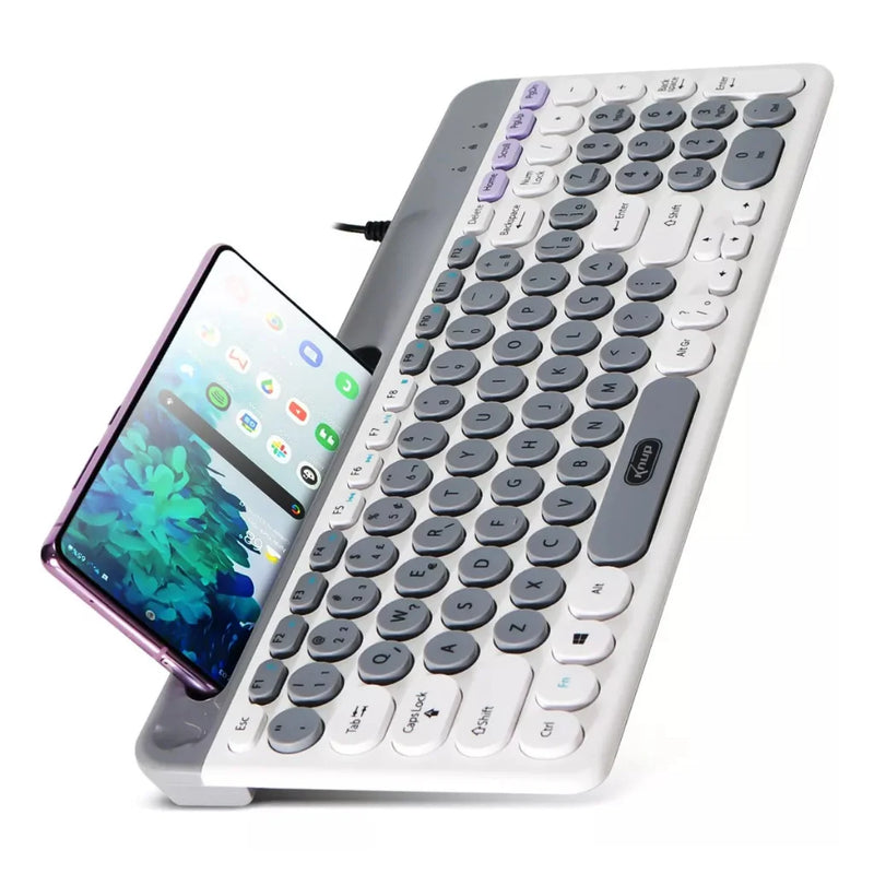 Teclado Multimídia Branco Pc Computador Fio Abnt2 Silencioso - Gcom Store